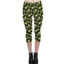 Avocado Leaves Capri Leggings Black View1