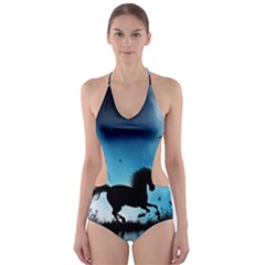 Wonderful Unicorn Silhouette In The Night Cut-out One Piece Swimsuit by FantasyWorld7