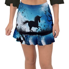 Wonderful Unicorn Silhouette In The Night Fishtail Mini Chiffon Skirt by FantasyWorld7