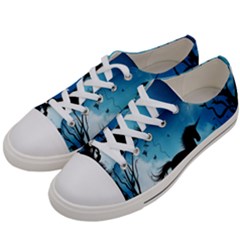 Wonderful Unicorn Silhouette In The Night Women s Low Top Canvas Sneakers by FantasyWorld7