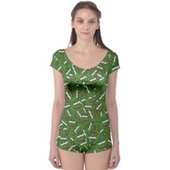 Pepe The Frog Face Pattern Green Kekistan Meme Boyleg Leotard  by snek