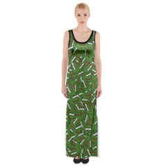 Pepe The Frog Face Pattern Green Kekistan Meme Thigh Split Maxi Dress by snek