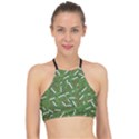 Pepe the Frog Face pattern Green Kekistan meme Racer Front Bikini Top View1