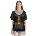 Salvator Mundi Leonardo DaVindi 1500 Jesus Christ Savior of the World Original Paint Most expensive in the world V-Neck Flutter Sleeve Top View1