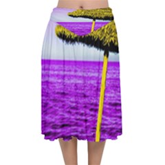 Pop Art Beach Umbrella Velvet Flared Midi Skirt by essentialimage