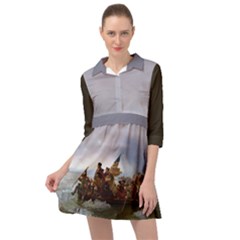 George Washington Crossing Of The Delaware River Continental Army 1776 American Revolutionary War Original Painting Mini Skater Shirt Dress by snek