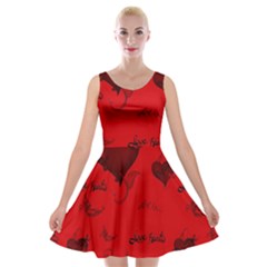 Wonderful Pattern Of Hearts Velvet Skater Dress by FantasyWorld7