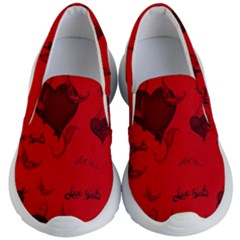 Wonderful Pattern Of Hearts Kids  Lightweight Slip Ons by FantasyWorld7