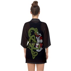 Pepe The Frog Rare Celtic Viking Norse Dragon Pattern Deus Vult Medieval Wojak Crusader Half Sleeve Chiffon Kimono by snek