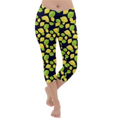 Lemon Lime Lightweight Velour Capri Yoga Leggings by trulycreative