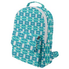 Teal White  Abstract Pattern Flap Pocket Backpack (small) by BrightVibesDesign