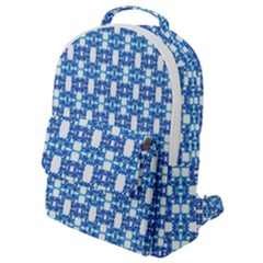 Blue White  Abstract Pattern Flap Pocket Backpack (small) by BrightVibesDesign