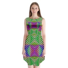 Bright  Circle Abstract Black Green Pink Blue Sleeveless Chiffon Dress   by BrightVibesDesign