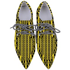 Circles Lines Black Yellow Women s Pointed Oxford Shoes by BrightVibesDesign