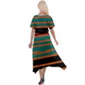 Black Stripes Orange Brown Teal Cross Front Sharkbite Hem Maxi Dress View2