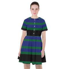 Black Stripes Green Olive Blue Sailor Dress by BrightVibesDesign