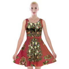 Wonderful Vintage Christmas Design Velvet Skater Dress by FantasyWorld7