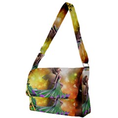 Cute Flying Fairy In The Night Full Print Messenger Bag (l) by FantasyWorld7