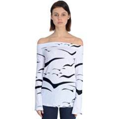 Sky Birds Flying Flock Fly Off Shoulder Long Sleeve Top by HermanTelo