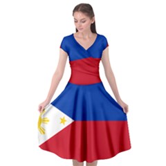 Philippines Flag Filipino Flag Cap Sleeve Wrap Front Dress by FlagGallery