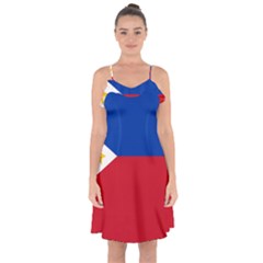 Philippines Flag Filipino Flag Ruffle Detail Chiffon Dress by FlagGallery