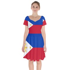 Philippines Flag Filipino Flag Short Sleeve Bardot Dress by FlagGallery