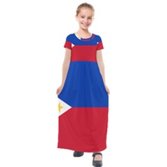 Philippines Flag Filipino Flag Kids  Short Sleeve Maxi Dress by FlagGallery