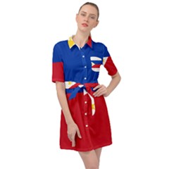 Philippines Flag Filipino Flag Belted Shirt Dress by FlagGallery