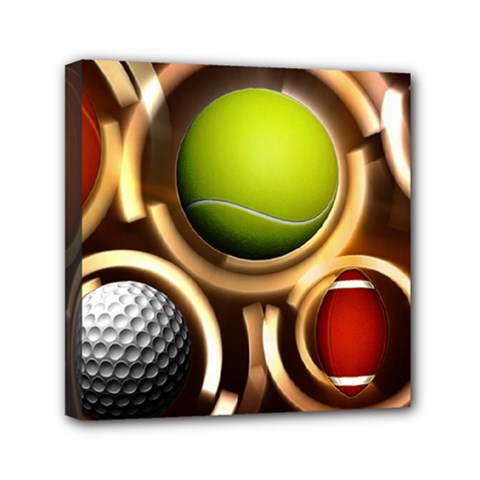 Sport Ball Tennis Golf Football Mini Canvas 6  X 6  (stretched) by HermanTelo