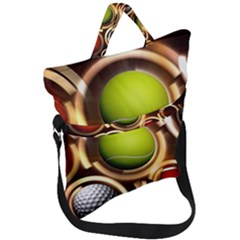 Sport Ball Tennis Golf Football Fold Over Handle Tote Bag by HermanTelo