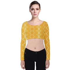 Pattern Yellow Velvet Long Sleeve Crop Top by HermanTelo