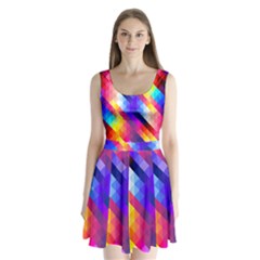 Abstract Blue Background Colorful Pattern Split Back Mini Dress  by HermanTelo