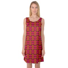 Pattern Red Background Structure Sleeveless Satin Nightdress by HermanTelo