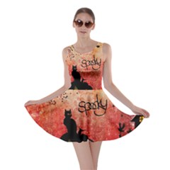 Funny Halloween Design, Cat, Pumpkin And Witch Skater Dress by FantasyWorld7