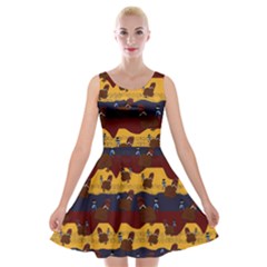 Turkey Pattern Velvet Skater Dress by bloomingvinedesign