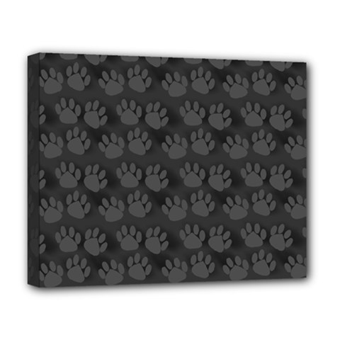 Pattern Texture Feet Dog Grey Deluxe Canvas 20  X 16  (stretched) by HermanTelo