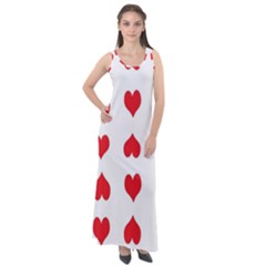 Heart Red Love Valentines Day Sleeveless Velour Maxi Dress by HermanTelo