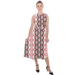 Wallpaper Cute Pattern Midi Tie-back Chiffon Dress by HermanTelo