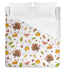 Thanksgiving Turkey Pattern Duvet Cover (queen Size) by Valentinaart