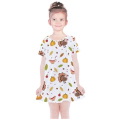 Thanksgiving Turkey Pattern Kids  Simple Cotton Dress by Valentinaart