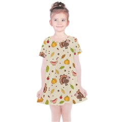 Thanksgiving Turkey Pattern Kids  Simple Cotton Dress by Valentinaart