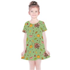 Thanksgiving Turkey Pattern Kids  Simple Cotton Dress by Valentinaart