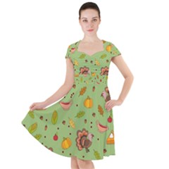 Thanksgiving Turkey Pattern Cap Sleeve Midi Dress by Valentinaart