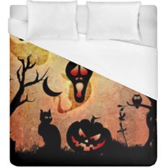 Funny Halloween Design, Pumpkin, Cat, Owl And Crow Duvet Cover (king Size) by FantasyWorld7