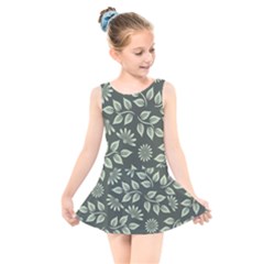 Flowers Pattern Spring Nature Kids  Skater Dress Swimsuit by HermanTelo