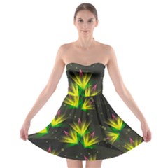 Floral Abstract Lines Strapless Bra Top Dress by HermanTelo