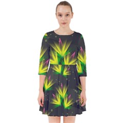 Floral Abstract Lines Smock Dress by HermanTelo