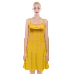 Background Polka Yellow Spaghetti Strap Velvet Dress by HermanTelo