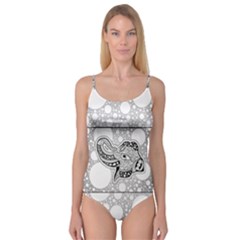 Elegant Mandala Elephant In Black And Wihte Camisole Leotard  by FantasyWorld7