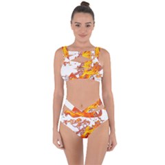 Can Walk On Volcano Fire, White Background Bandaged Up Bikini Set  by picsaspassion